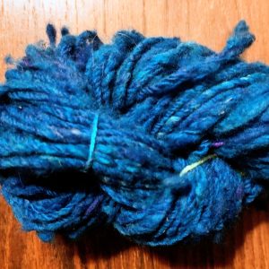Bulky, blue handspun yarn
